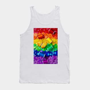 Yellow Butterfly With Rainbow Buttons Tank Top